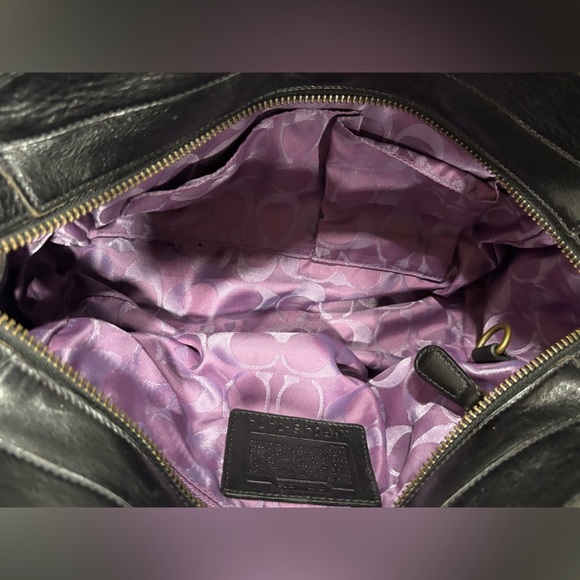 Coach Hamilton Suede Tote Bag Carryall Purse Eggplant Purple - Picture 8 of 11